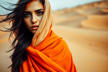 Desert Beauty in Orange Shawl