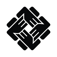 Interlocked Hands Forming a Square Teamwork Icon