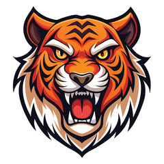 Obraz premium Aggressive Tiger Face Vector Illustration