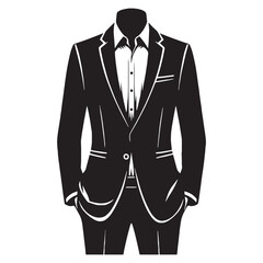 Tailored Suit silhouette, cut to impress – Suit illustration – Minimalist Suit vector – Men’s dress silhouette

