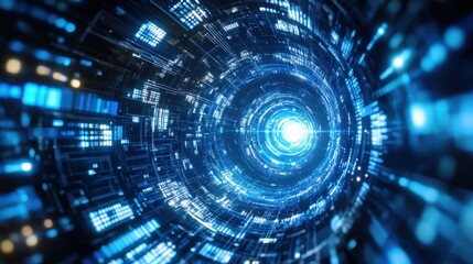 Obraz premium Abstract Digital Tunnel Futuristic Technology