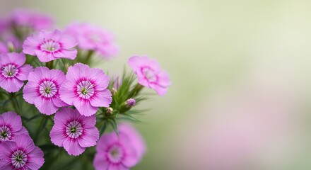 Fototapeta premium Delicate Sweet William Flowers in Bloom with Soft Pastel Background