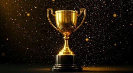 Golden trophy on dark background