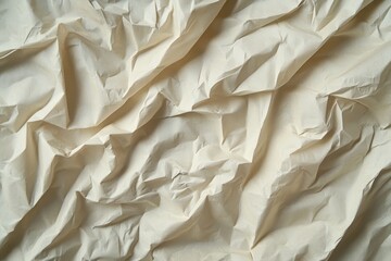Obraz premium Close-up view of crumpled, off-white fabric texture.