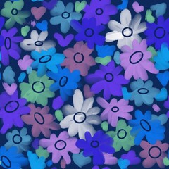  seamless floral pattern, blue, purple, pink flowersabstract colorful background