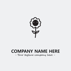 Flower illustration black and white for logo company vector image
