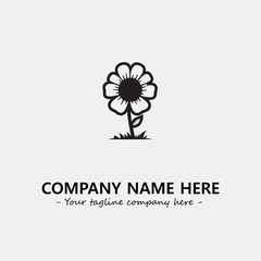 Flower illustration black and white for logo company vector image
