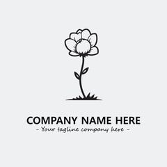 Obraz premium Flower illustration black and white for logo company vector image 
