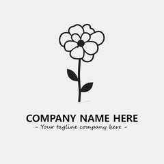 Flower illustration black and white for logo company vector image
