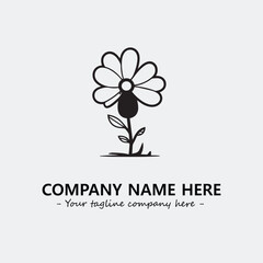 Flower illustration black and white for logo company vector image
