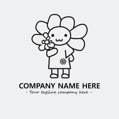 Flower illustration black and white for logo company vector image
