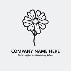Flower illustration black and white for logo company vector image
