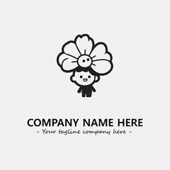 Flower illustration black and white for logo company vector image
