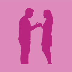 vector illustration of the silhouette of a man proposing to his girlfriend