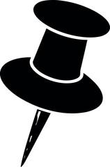 Pushpin Silhouette in Black | Office & Bulletin Board Vector
