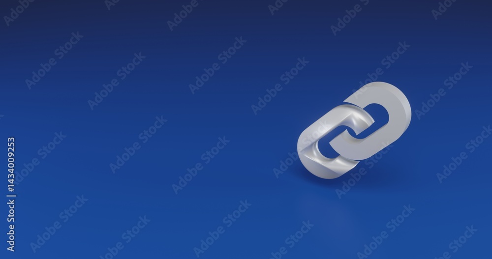 Poster isolated realistic white chain symbol with shadow. located on the right side of the scene. 3d illust