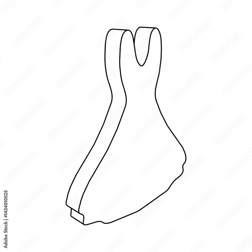 Poster the outline of a large flared dress symbol is made with black lines. 3d view of the object in perspe