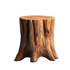 Rustic tree stump used as side table