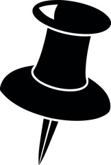 Pushpin Silhouette in Black | Office & Bulletin Board Vector