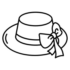 Wide Brim Women's Hat with Ribbon SVG Vector Illustration