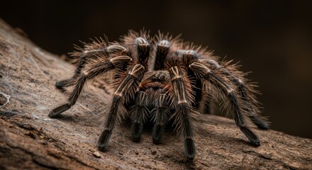 Striking close-up capturing detailed hairy exoskeleton of Chilean Rose Tarantula