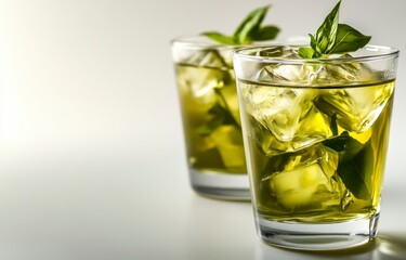 Fototapeta premium Refreshing Iced Tea with Basil Garnish