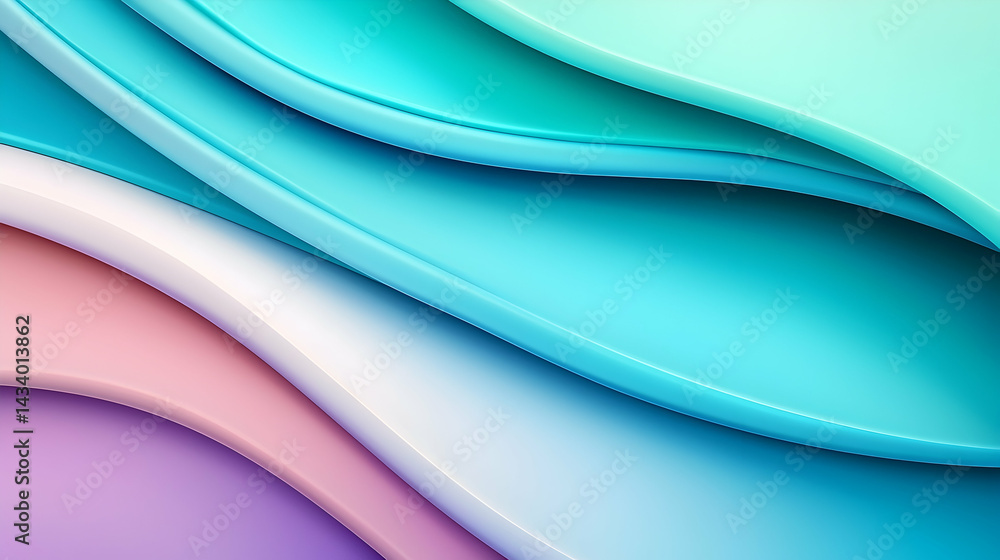 Poster abstract blue and green gradient background with smooth waves