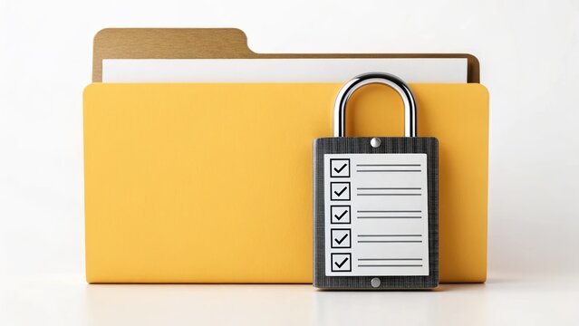 KYC Compliance Checklist Secure Folder Storage Digital Documentation Office Environment Close-up View Data Security Concept