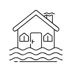 flooding home icon, flooding home vector illustration-simple illustration of flooding home, perfect for flooding home logos and icons