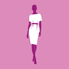 vector silhouette of a woman in a beautiful dress for a party event