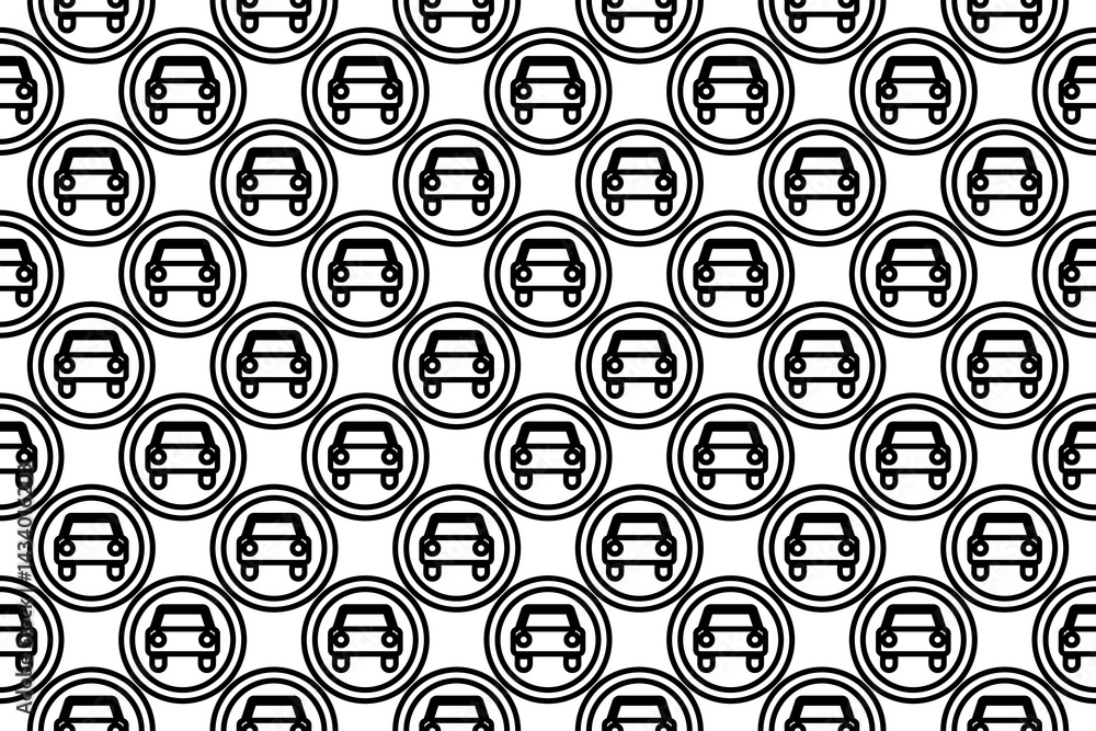 Poster seamless pattern completely filled with outlines of no car signs. elements are evenly spaced. illust
