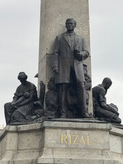February 2025 - Luneta Park, Manila, Philippines: Rizal Monument with Philippine Flags