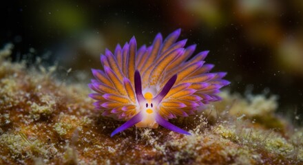 Striking nudibranch portrait showcasing its vivid hues on ocean substratum
