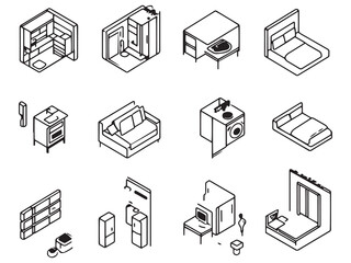 Penthouse Apartment line art elegant interior