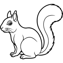 Sleek Squirrel Line Drawing Vector
