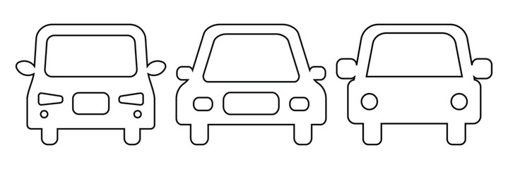 Car icon set in linear style. Transport symbol.
