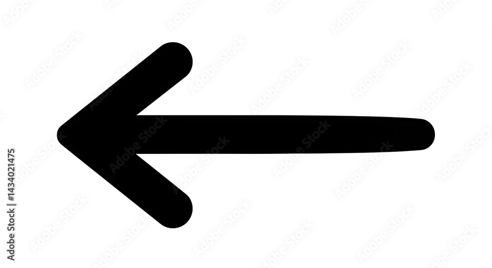 Aufkleber a simple black arrow pointing left on a black background for direction or navigation use case