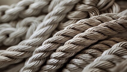 Fototapeta premium Intimate close-up of a thick sturdy rope