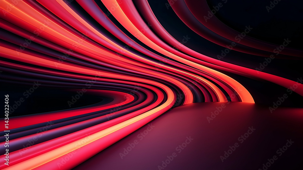 Poster abstract red and black diagonal lines converging dynamically