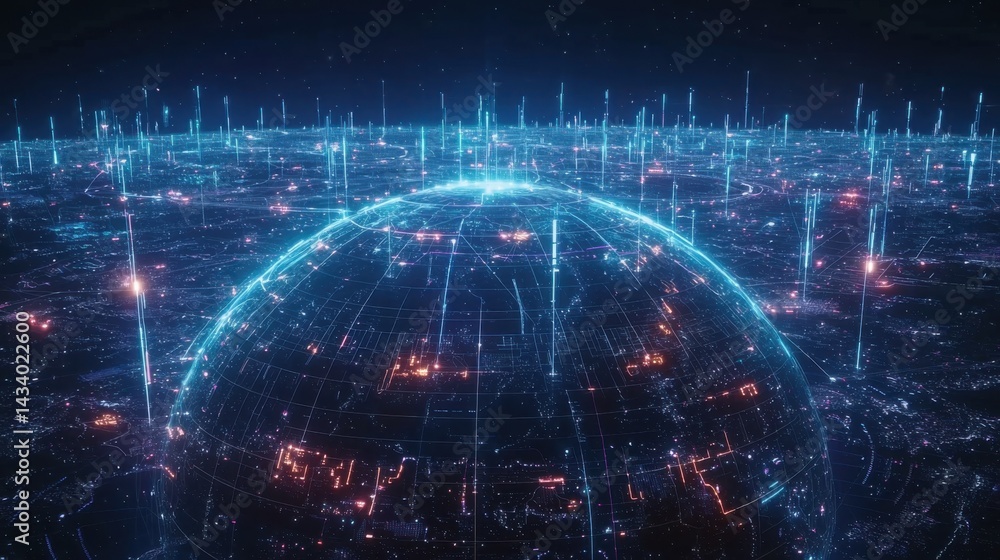 Aufkleber a captivating digital artwork that envisions a connected future, highlighting intricate network patt