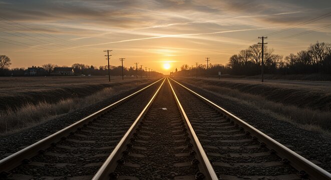 Railway Tracks at Sunset