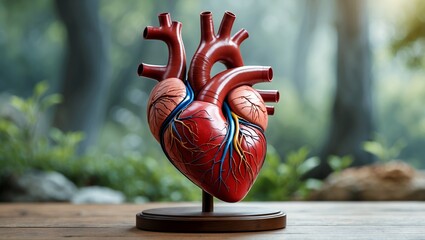 Naklejka premium Intricate human heart model in serene environment