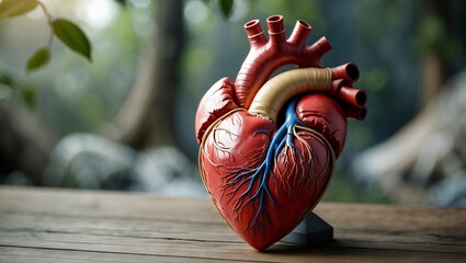 Naklejka premium Intricate human heart model in serene environment
