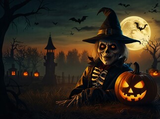 halloween background with pumpkin