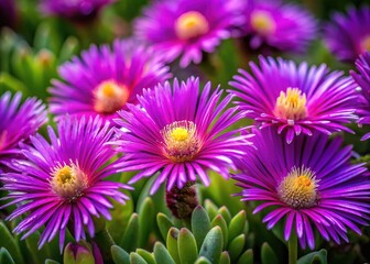 Obraz premium Ice Plant Purple Flowers Botanical Photography