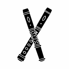 creative Silhouette  Japanese bamboo flute Icon Vector Illustration 