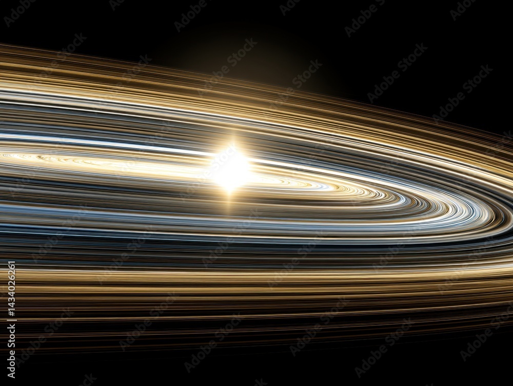 Poster abstract cosmic spiral with golden light shining brightly on a dark background creating a captivatin