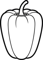 Outlined Bell Pepper with Stem on Transparent Background,