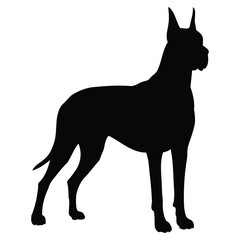 Great Dane Dog Silhouette side profile Vector Art
