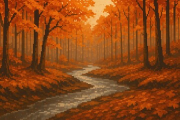 Fototapeta premium Autumn Forest Serenity in High Fidelity for Print and Poster Design